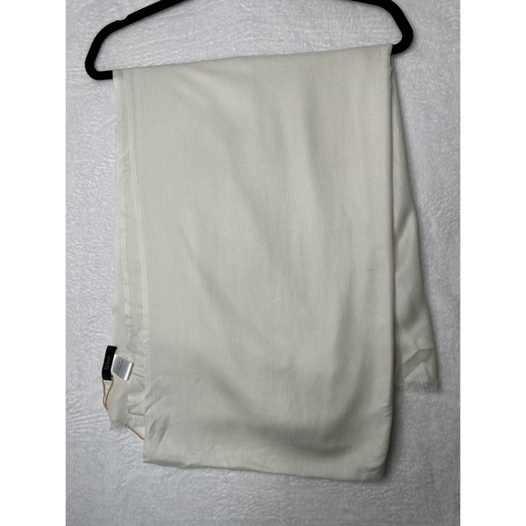 Quince Accessories - Quince Scarf Womens OS Cream Cashmere Silk Blend Frayed Edge Luxury Wrap